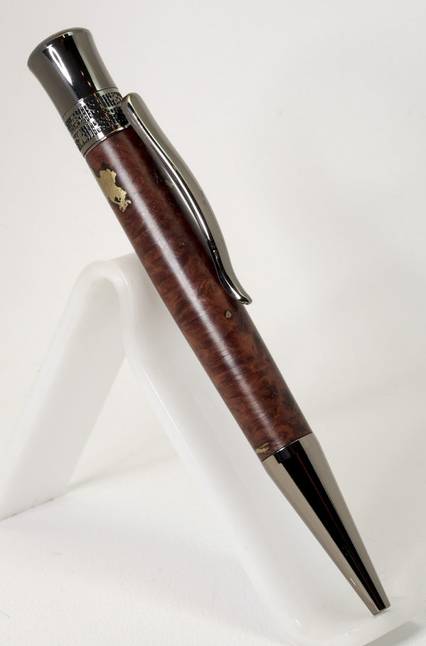 Regal Pen in Gun Metal and Red Malle Burl SOLD