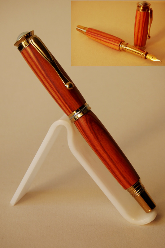 Titanium Gold plated Retro Fountain pen in Tulip Wood.SOLD
