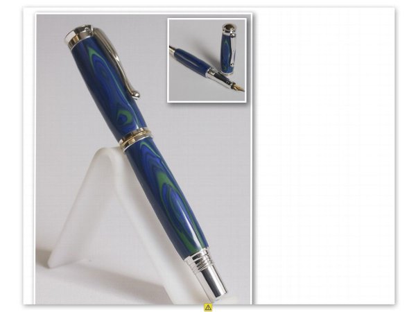 Rhodium Plated Fountain Pen in Tru-Stone