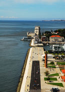 Lisbon: Belem: View to Belem Tower and River Tagus