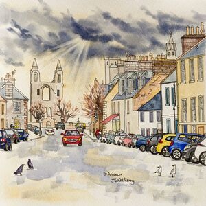 Framed Original Watercolour 'North Street, St.Andrews' Sold