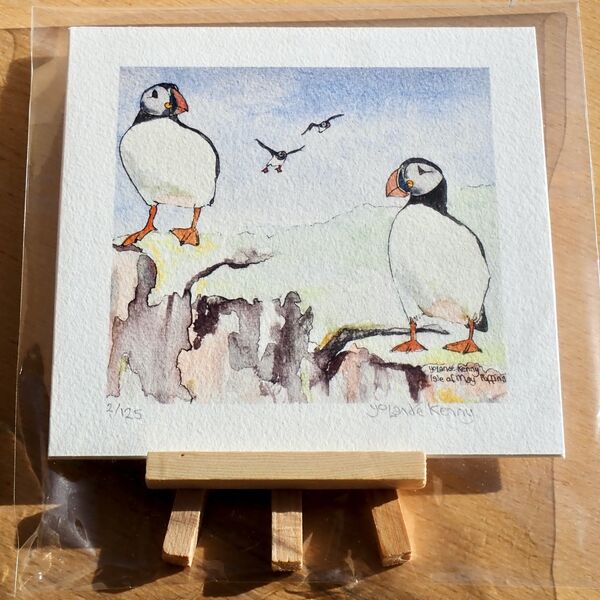 4 Puffins with Easel