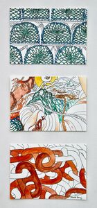 Framed Original Set of 3 Watercolours 'Fishing'