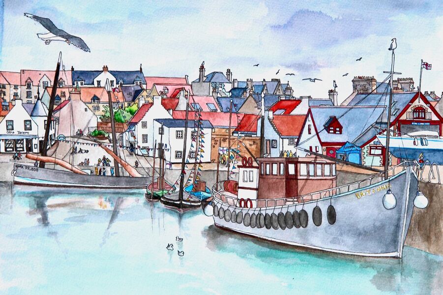 Limited Edition Signed Print 'Anstruther Harbour Festival'... £45