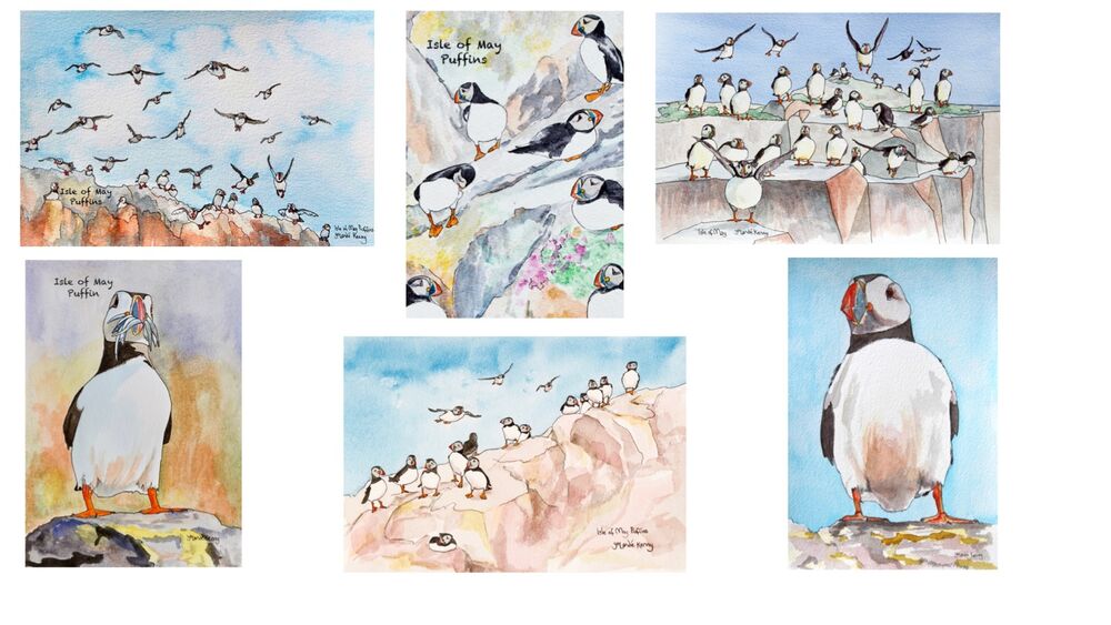 Puffins greeting Cards montage
