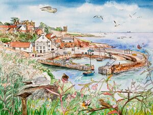 Framed Original Watercolour 'Crail Harbour'.. Sold