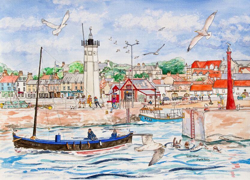 Limited Edition Signed Print 'Anstruther's Busy Harbour'... £95