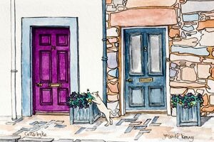 Original Watercolour 'Pretty Doors in Cellardyke' Sold