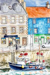 Framed Original Watercolour 'Anstruther'.. Sold