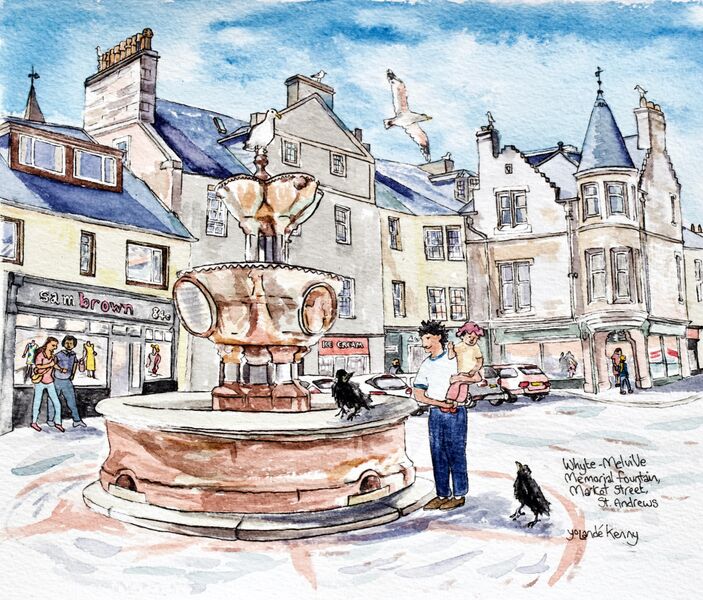 Framed Original 'Whyte-Melville Memorial Fountain, St Andrews'... Sold
