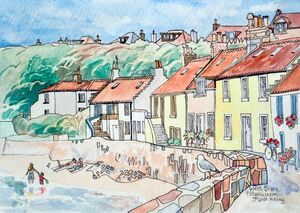 Original Watercolour 'West Shore, Pittenweem' with Display Easel.. Sold