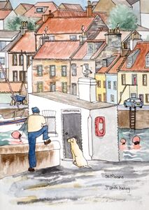 Framed Original Watercolour 'St Monans' shore with Harbourmaster House' Sold