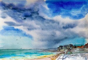 Framed Original Watercolour.. 'Lower Largo Beach' Sold