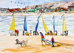 Framed Original Watercolour 'Elie with Sailing Boats'