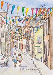 Framed Original Watercolour 'George Street and John Street, Cellardyke'.. Sold