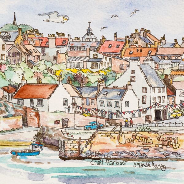 Framed Original 'Crail Harbour'... sold