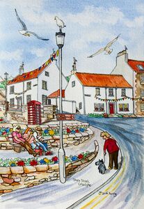 Framed Original Watercolour 'Shore Street, Cellardyke Harbour'