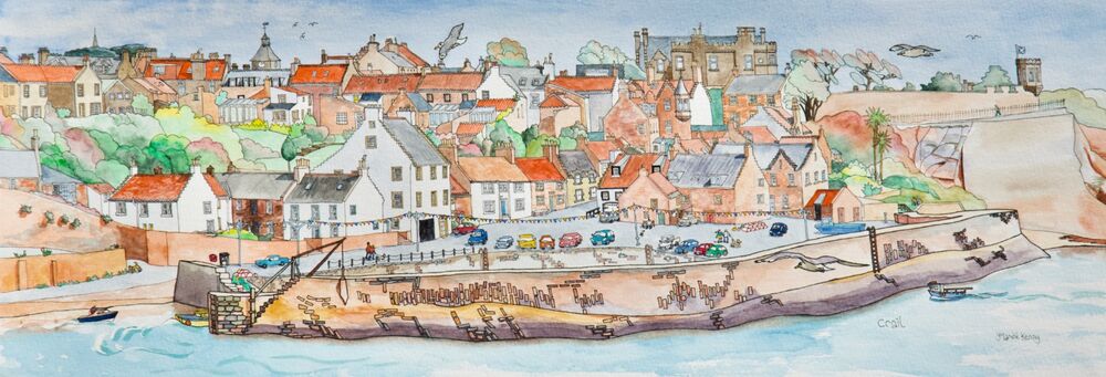 Limited Edition Signed Print 'Crail Harbour from the Beach'.. £65