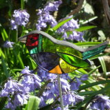 gouldian finch mosaic garden stake