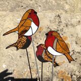 glass mosaic robin garden stakes