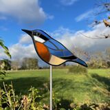 mosaic nuthatch garden stake
