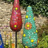 cone shaped mosaic garden stakes