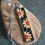 Ceramic rectangular daisy pendant
