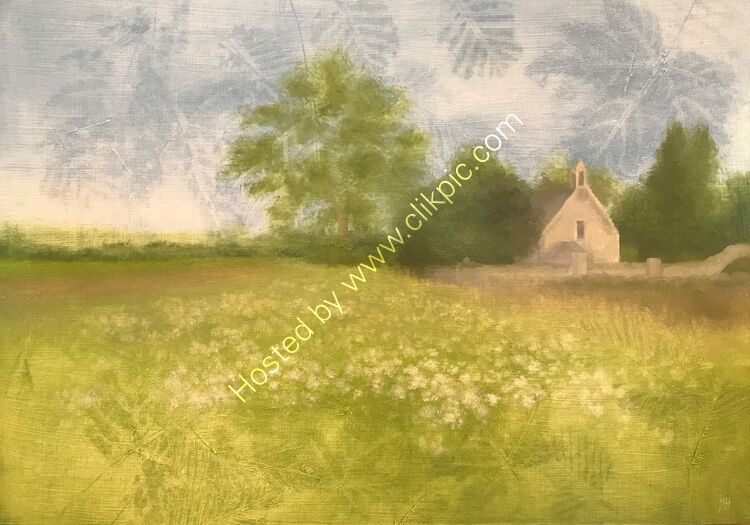 Early Summer, Tibbermore. Oil on panel. 59cm x 42cm.  Available from Frames Gallery, Perth.