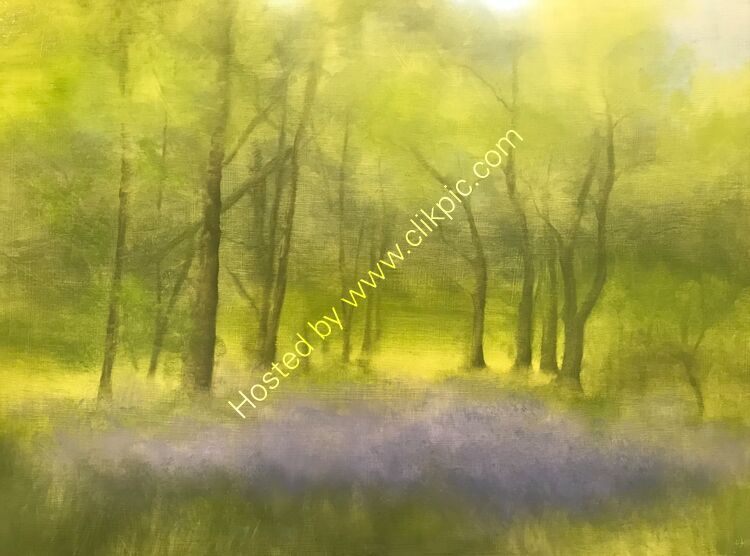 In the Bluebell Wood. Oil on panel. 59cm x 42cm.  SOLD