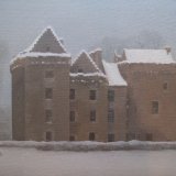 Winter, Huntingtower Castle. Oil on canvas. 41cm x 31cm. COLLECTION, THE ARTIST.